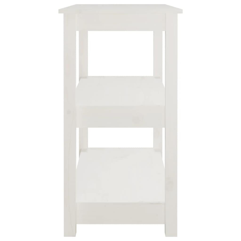 Mesa Consola De Madera Maciza De Pino Blanco 80x40x74 Cm_4