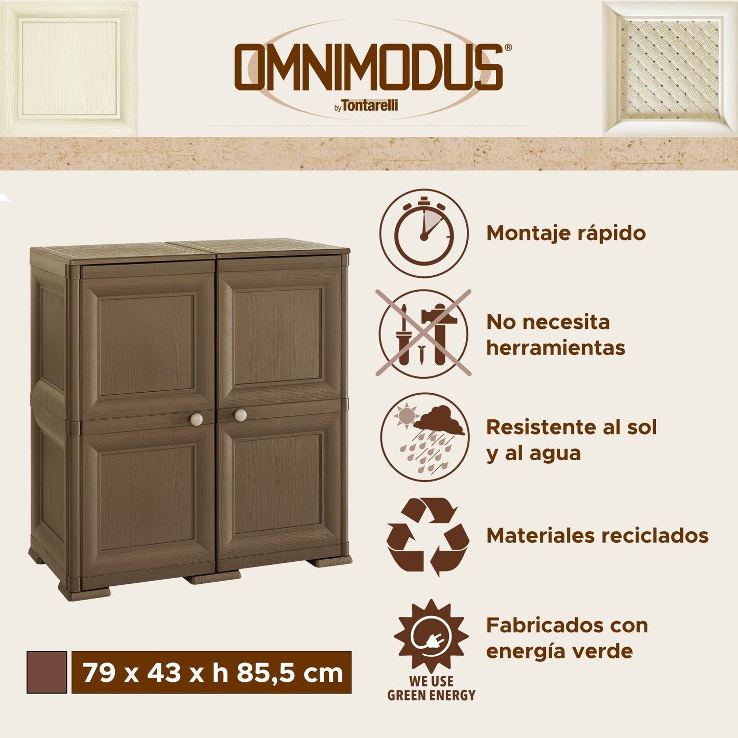 Caja De Almacenamiento Multiusos De 4 Compartimentos Y 4 Puertas Wengué_1