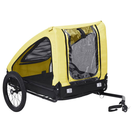 Vidaxl Remolque De Bicicleta Para Mascotas Amarillo Y Negro_0