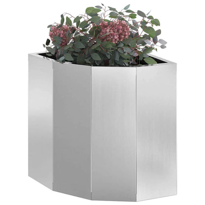 Macetero De Esquina Plateado 30 X 30 X 35 Cm Acero Galvanizado_2