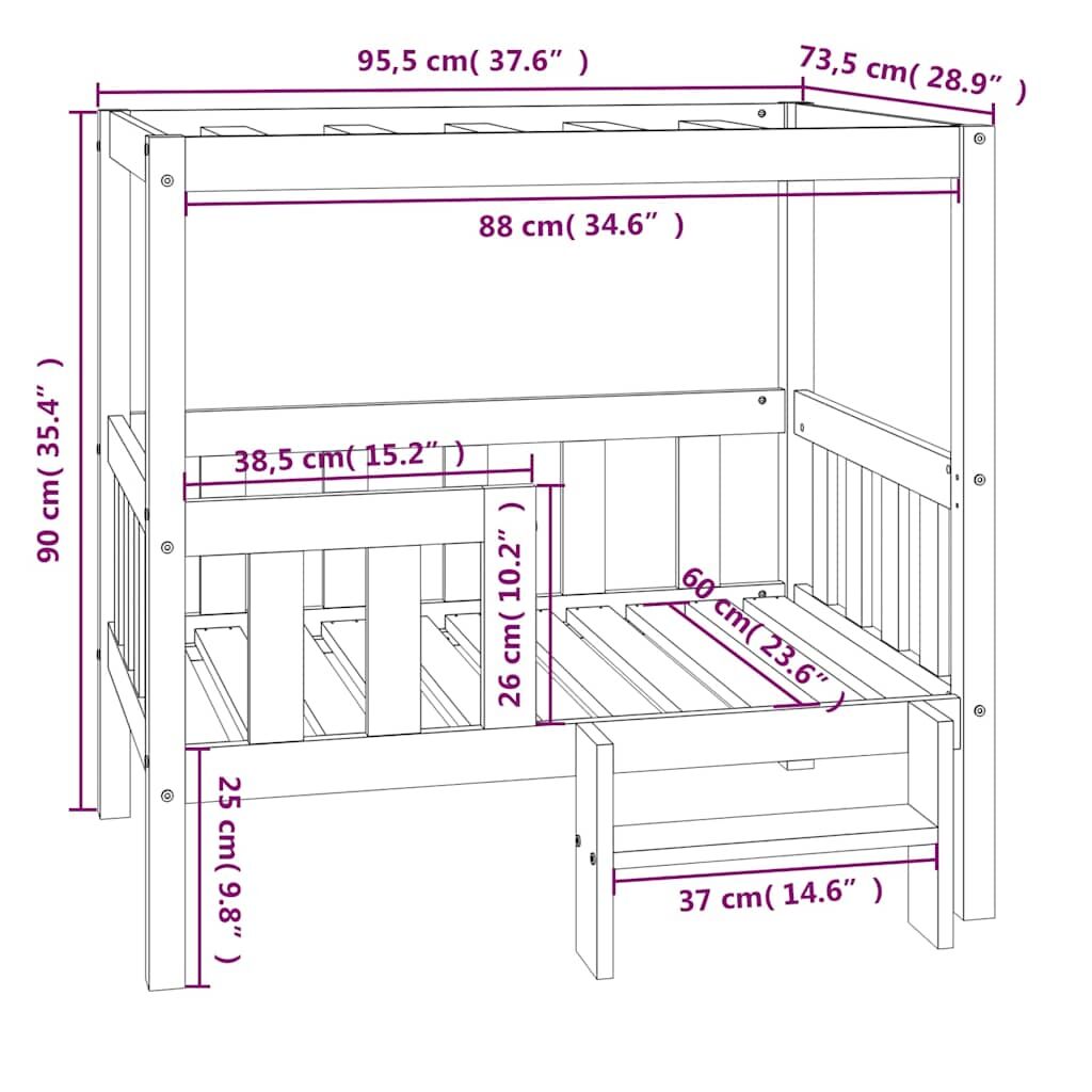 Vidaxl Cama Para Perros Madera Maciza De Pino 95,5x73,5x90 Cm_2