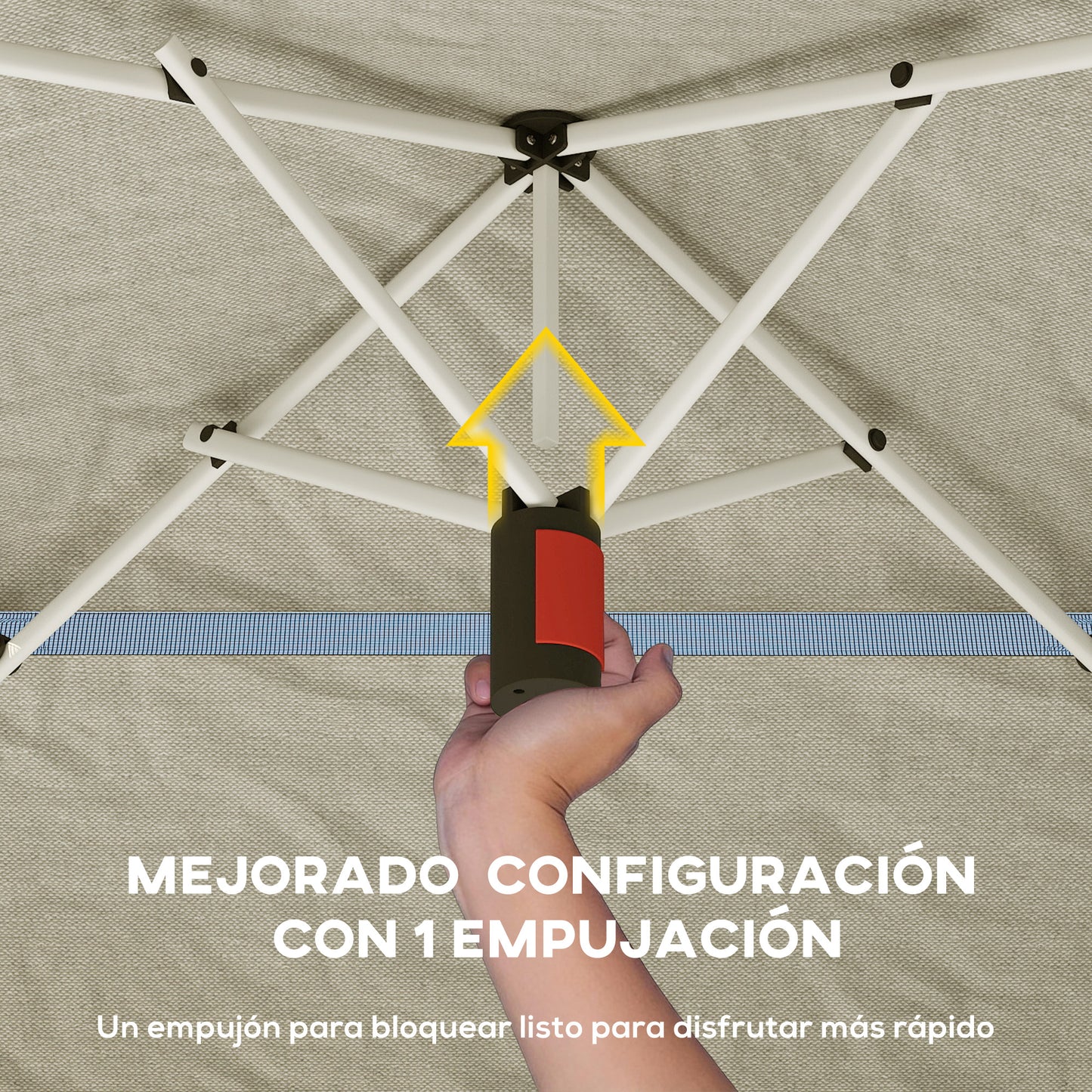Outsunny Carpa Plegable 3,5x3,5 M Con Doble Techo Altura Ajustable Upf50+ Caqui_5