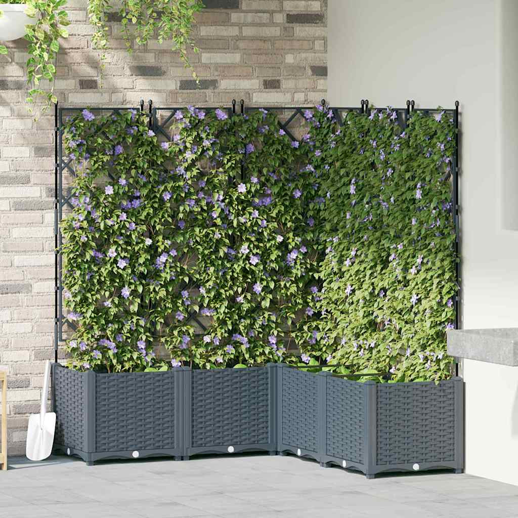 Vidaxl Maceta De Jardín Con Enrejado 5 Pcs Gris Claro_1