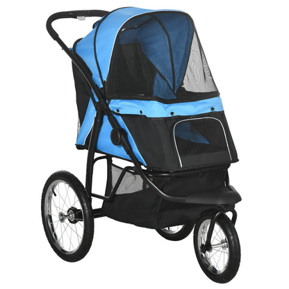 Pawhut Carrito Para Perros Plegable Con Cesta De Almacenaje 111x58x107 Cm Azul_0