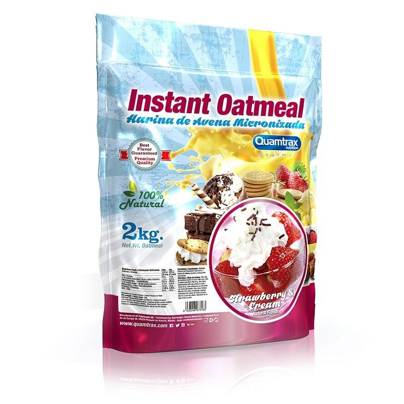 Harina De Avena Con Sabor - 2 Kg - Tarta De Queso Y Fresa - Avena - Quamtrax_0