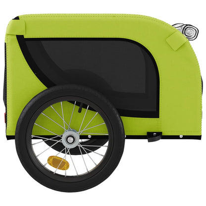 Vidaxl Remolque De Bicicleta Mascotas Hierro Tela Oxford Verde Negro_5