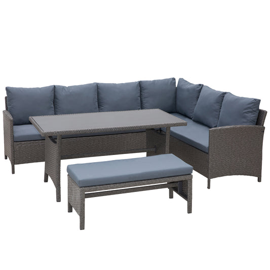 Outsunny Conjunto 4 Piezas Muebles De Ratán Con Cojines Acolchados Tubo_0