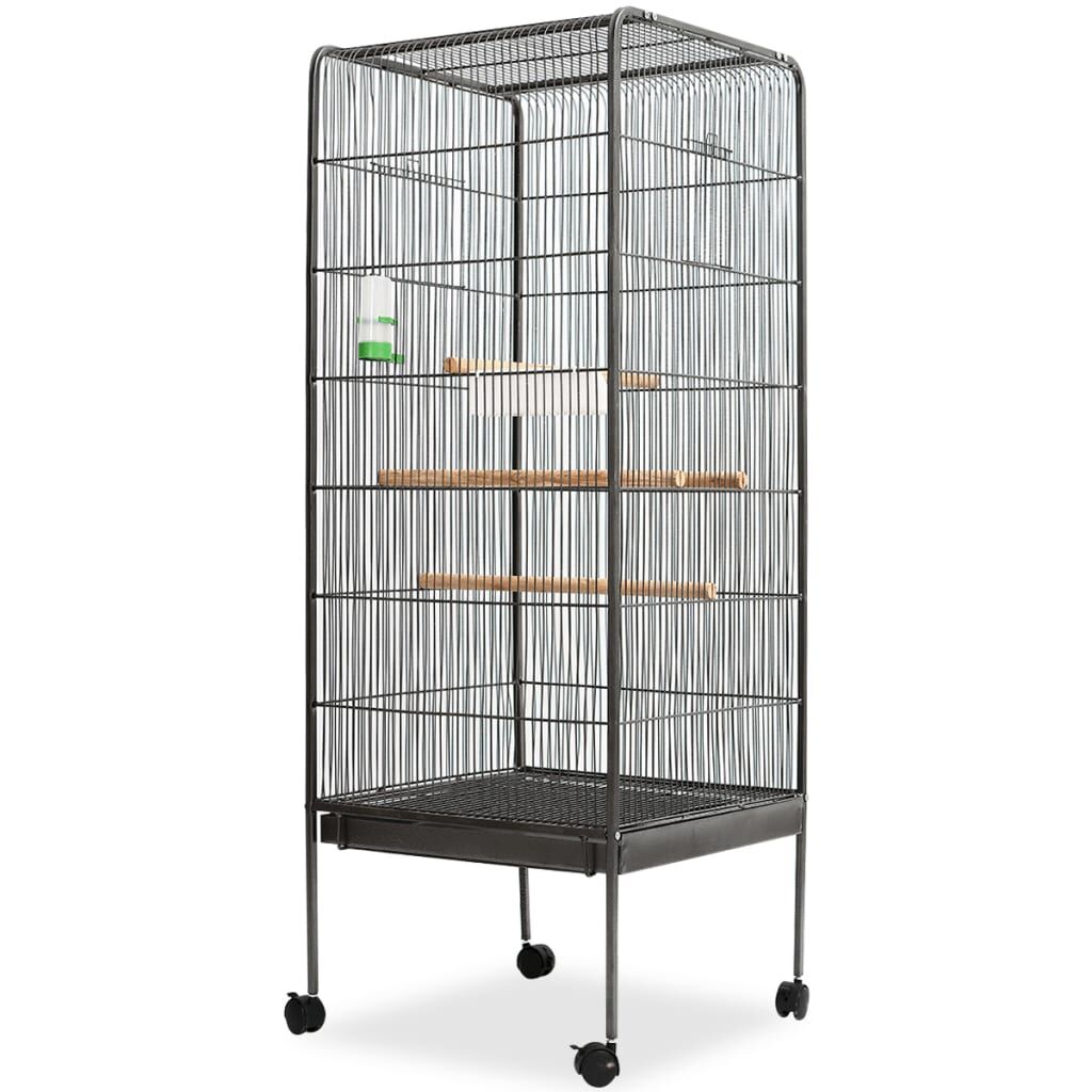 Vidaxl Jaula Para Pájaros Con Techo De Acero Negro 54x54x146 Cm_0