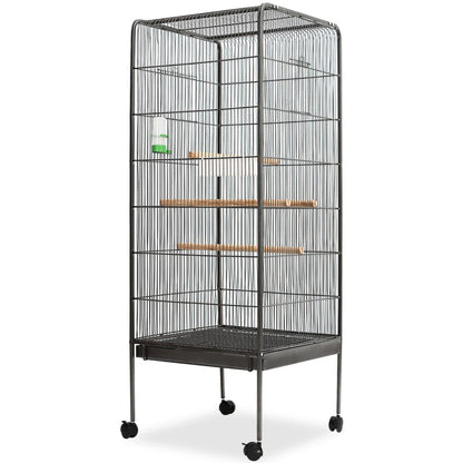 Vidaxl Jaula Para Pájaros Con Techo De Acero Negro 54x54x146 Cm_0