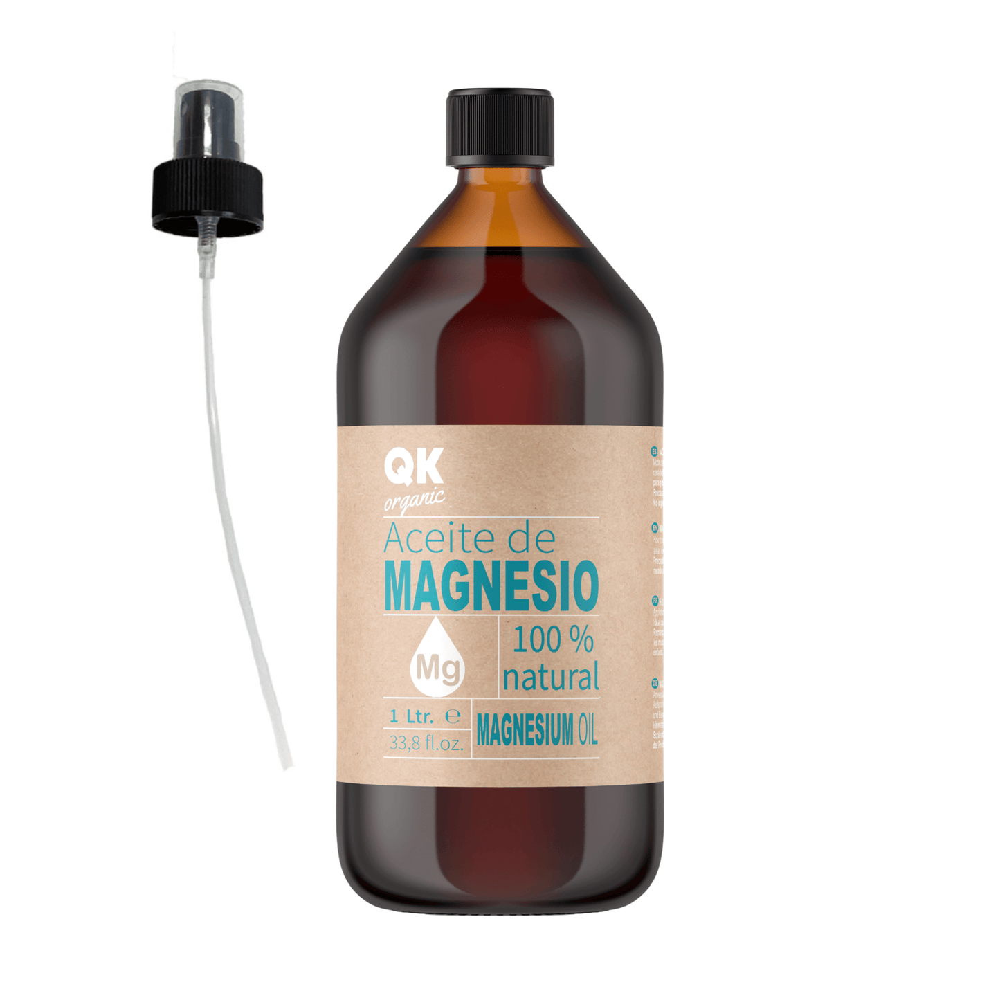 QKnatur - Aceite De Magnesio Spray 100% Puro 1L. - Ideal Para Deportistas, Articulaciones, Relajacion Muscular, Masajes_0