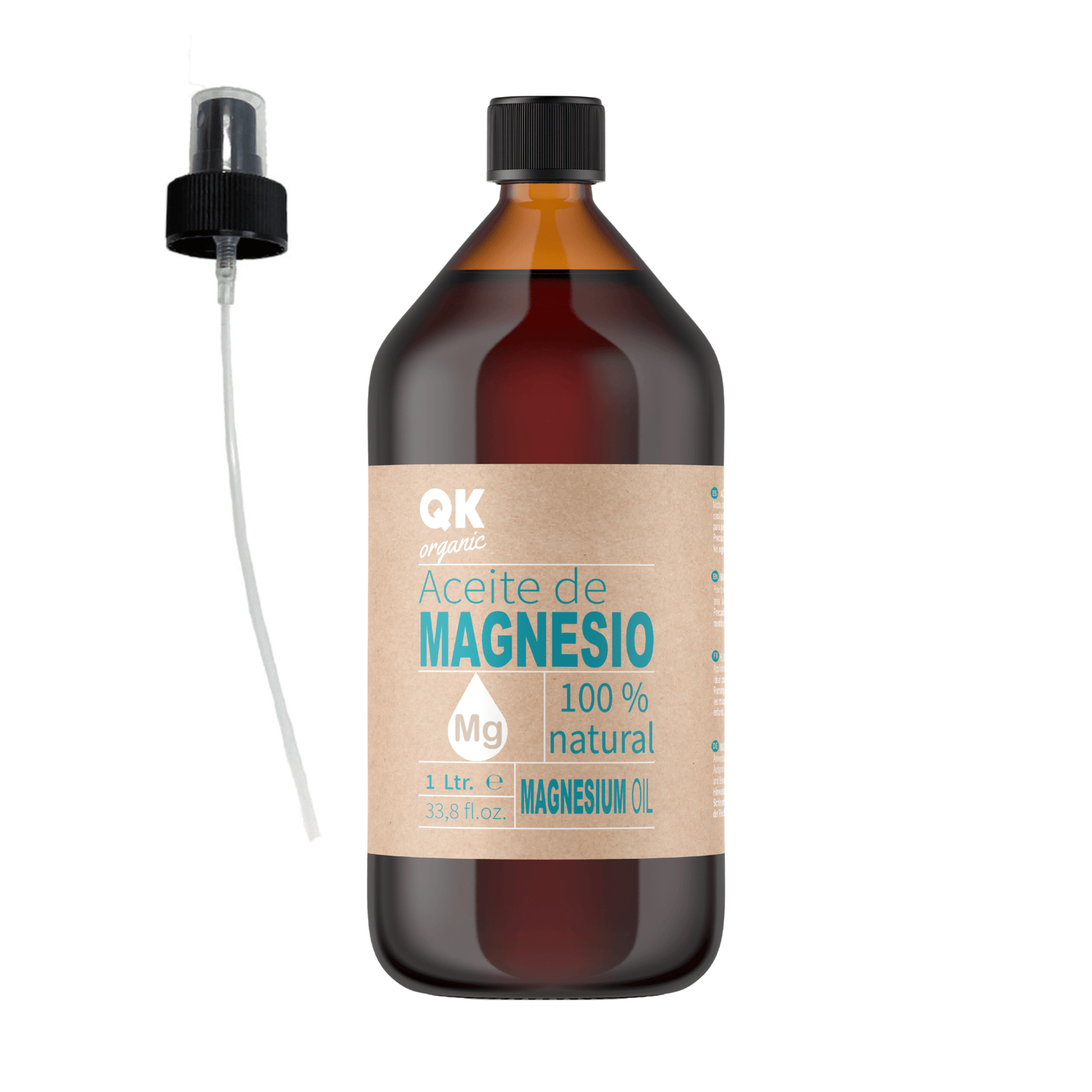QKnatur - Aceite De Magnesio Spray 100% Puro 1L. - Ideal Para Deportistas, Articulaciones, Relajacion Muscular, Masajes_0