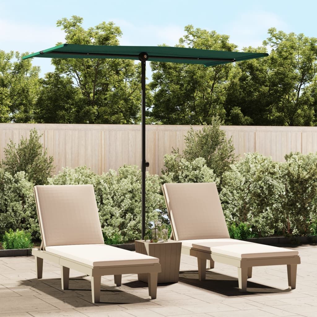 Vidaxl Sombrilla De Jardín Con Palo De Aluminio Verde 180x110 Cm_1