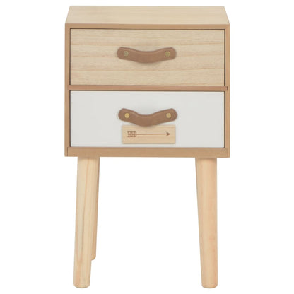 Mesita De Noche Con 2 Cajones Madera Maciza Pino 30x25x49,5 Cm_1