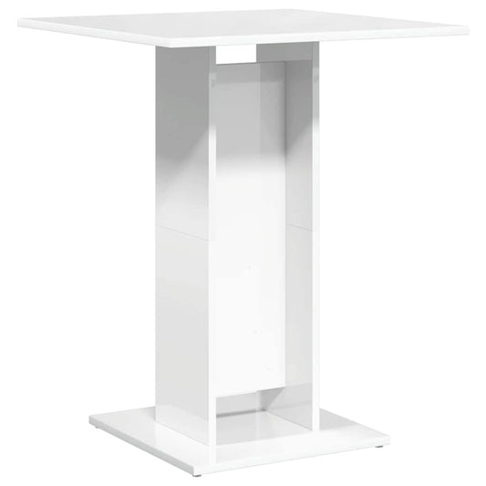 Mesa De Bistró Madera Contrachapada Blanco Brillo 60x60x75 Cm_0