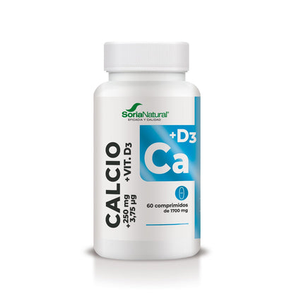 Calcio con Vitamina D3 liberación sostenida, Soria Natural, 60 comprimidos