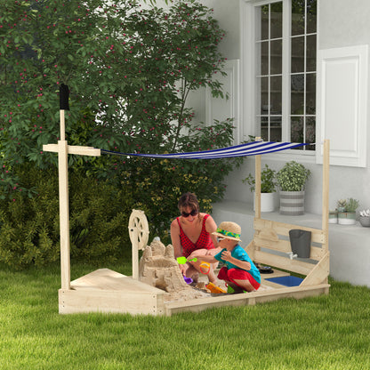 Outsunny Arenero Para Niños De Madera Con Toldo 180x103x144,5 Cm Natural_1