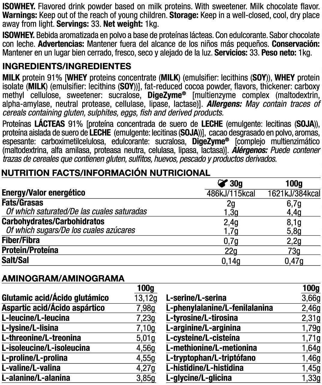 Isowhey - 1kg - Chocolate Con Leche - Proteína De Aislado De Suero Isolate - Quamtrax_5