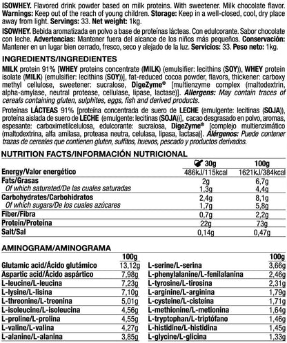 Isowhey - 1kg - Chocolate Con Leche - Proteína De Aislado De Suero Isolate - Quamtrax_5