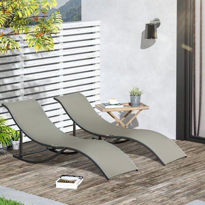 Outsunny 2 Tumbonas Plegables Forma De S Aluminio Texteline Para Terraza Gris_1