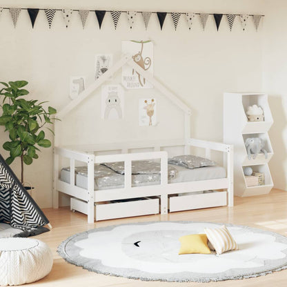 Vidaxl Estructura Cama Niños Con Cajones Madera Pino Blanco 70x140 Cm_1