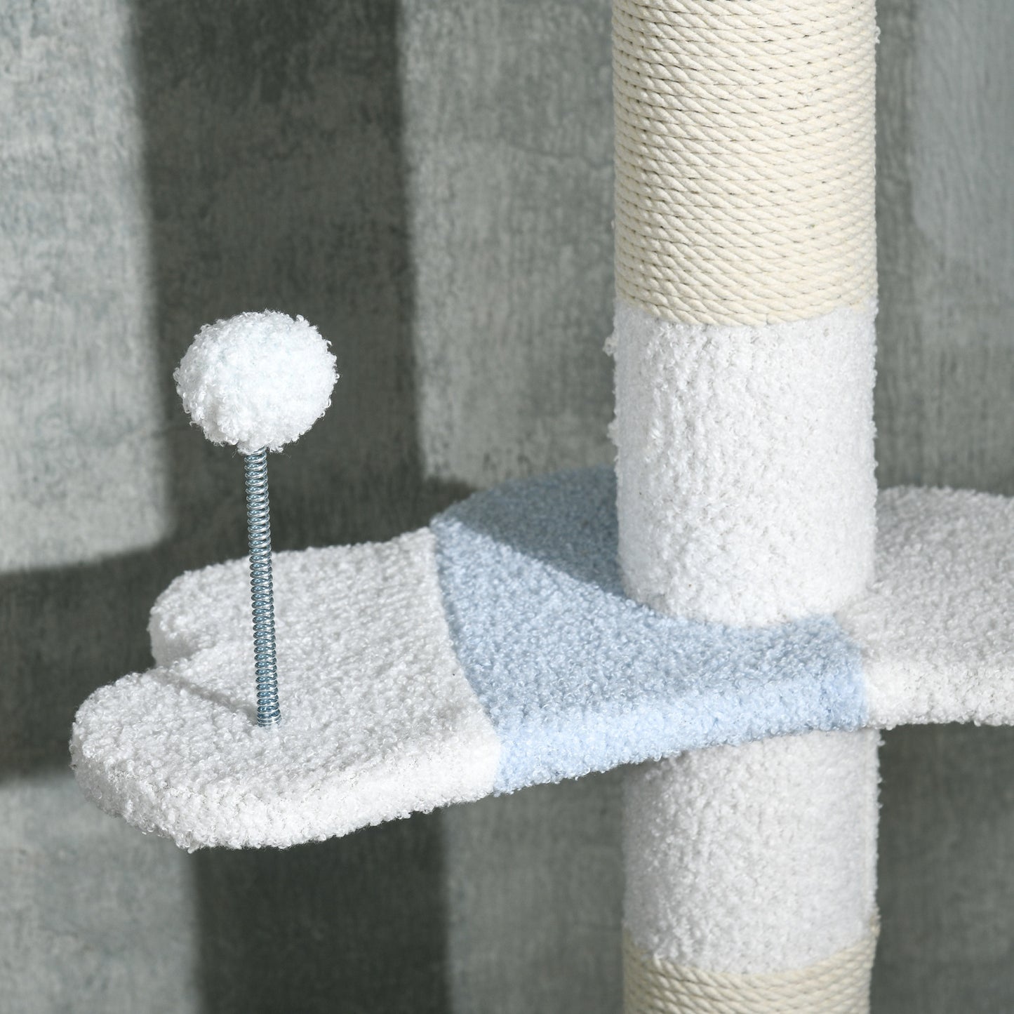 Árbol Rascador Para Gatos De Suelo A Techo Ajustable 55x38x225-255 Cm Blanco_3