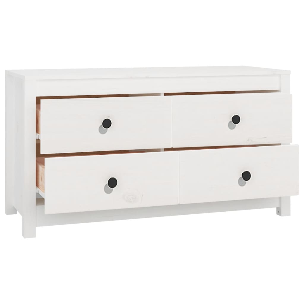Armario Auxiliar Madera Maciza De Pino Blanco 100x40x54 Cm / Vetonek_4