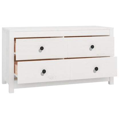 Armario Auxiliar Madera Maciza De Pino Blanco 100x40x54 Cm / Vetonek_4