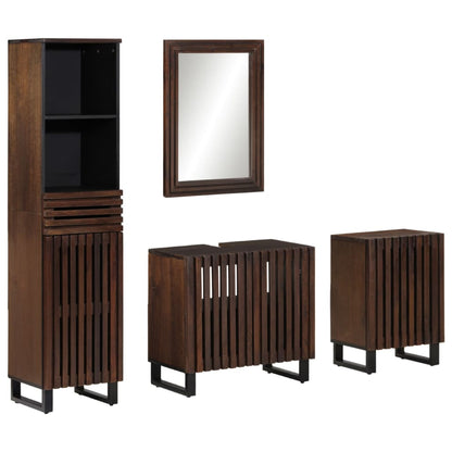 Conjunto De Muebles De Baño 4 Piezas Madera Maciza De Mango / Vetonek_0