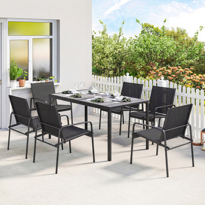 Outsunny Conjunto De Mesa Y Sillas Jardín De 7 Piezas Con Sillas Transpirables_1