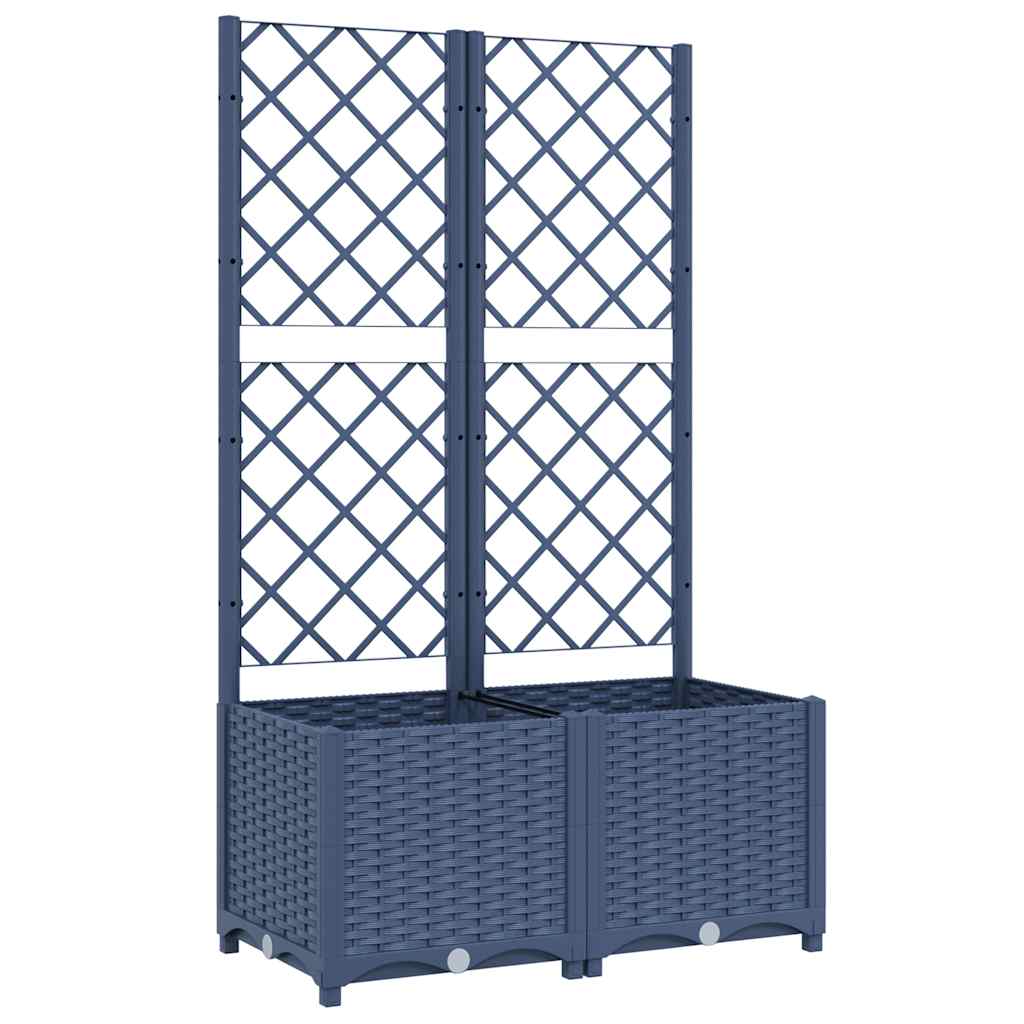 Jardinera De Jardín Con Enrejado Azul Grisáceo 80x40x136 Cm Pp_0