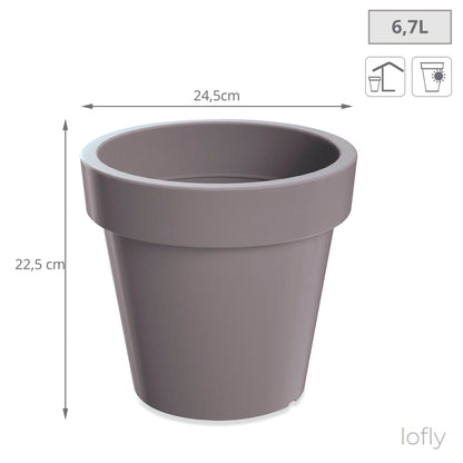 Maceta De Plastico Lofly En Color Gris 24,5 (largo) X 24,5 (ancho) X 22,5 (alto) Cm_1
