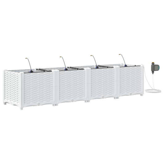 Vidaxl Jardineras Blanco 160 X 40 X 37.5 Cm Acero_0
