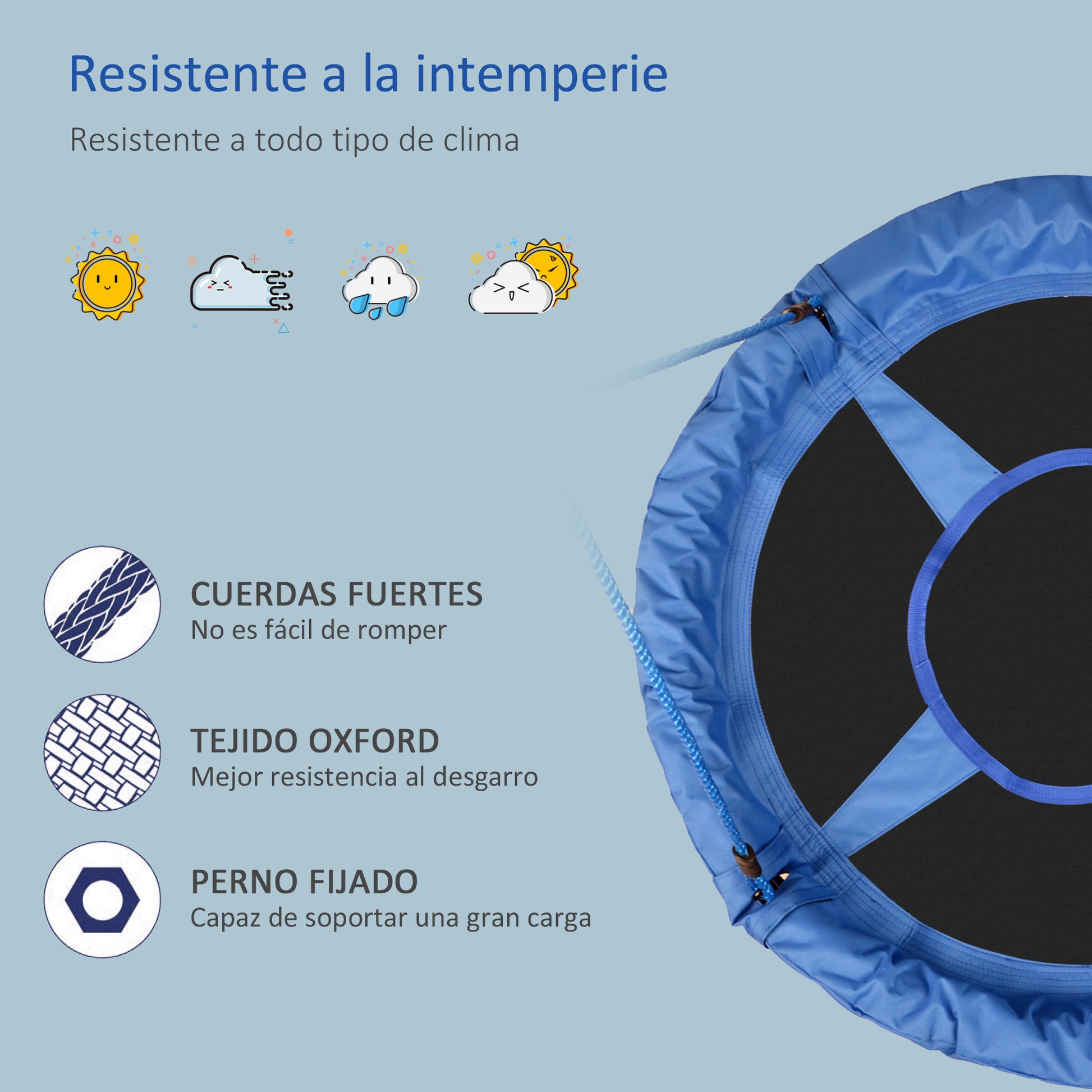 Homcom Columpio Nido Grande Infantil Desmontable Para Jardín Ø100x180 Cm Azul_4