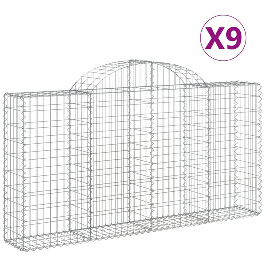 Cestas De Gaviones 9 Uds Forma De Arco Hierro 200x30x100/120 Cm_0