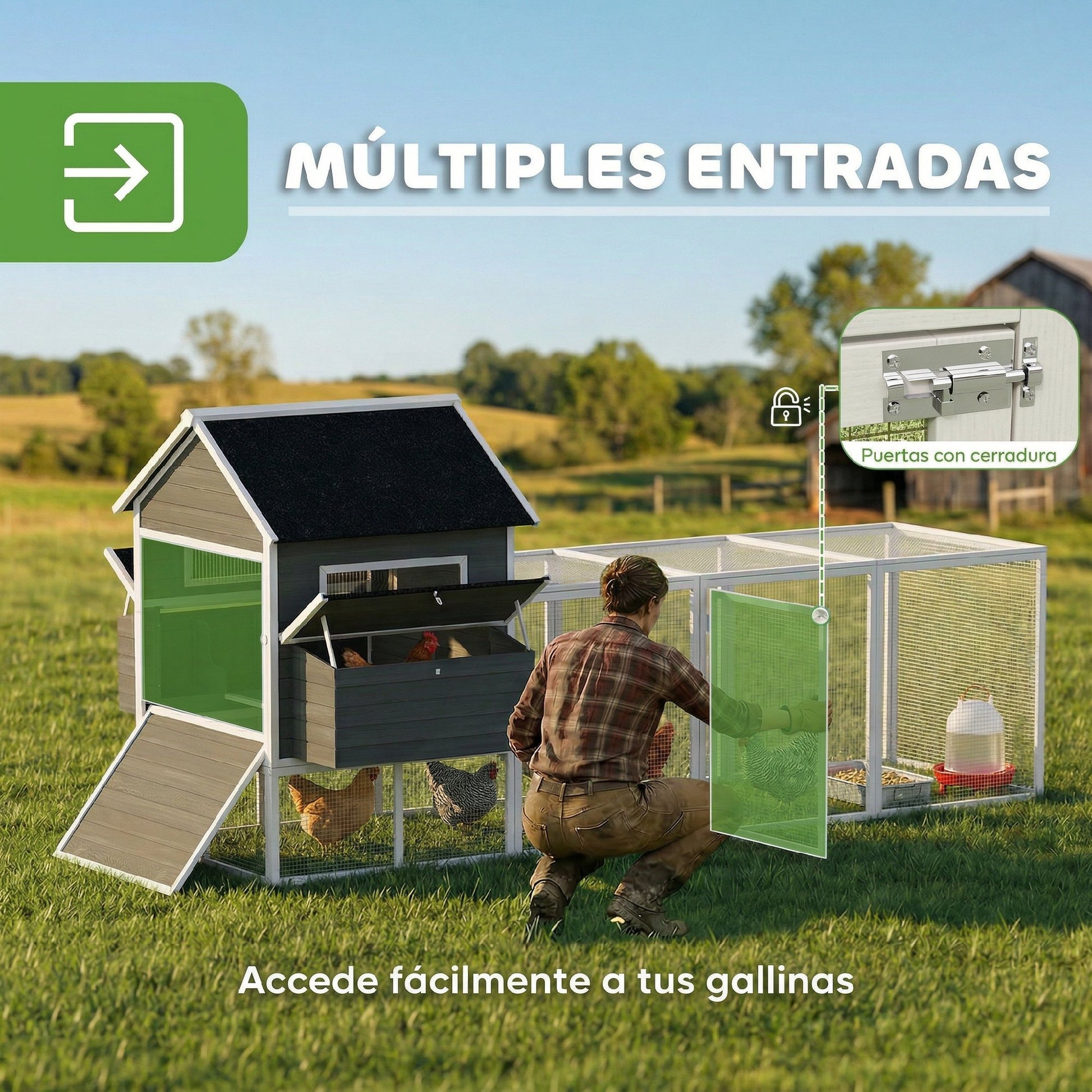 Pawhut Gallinero De Madera Grande Exterior_4