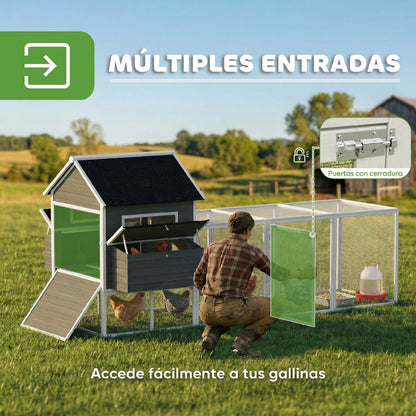 Pawhut Gallinero De Madera Grande Exterior_4