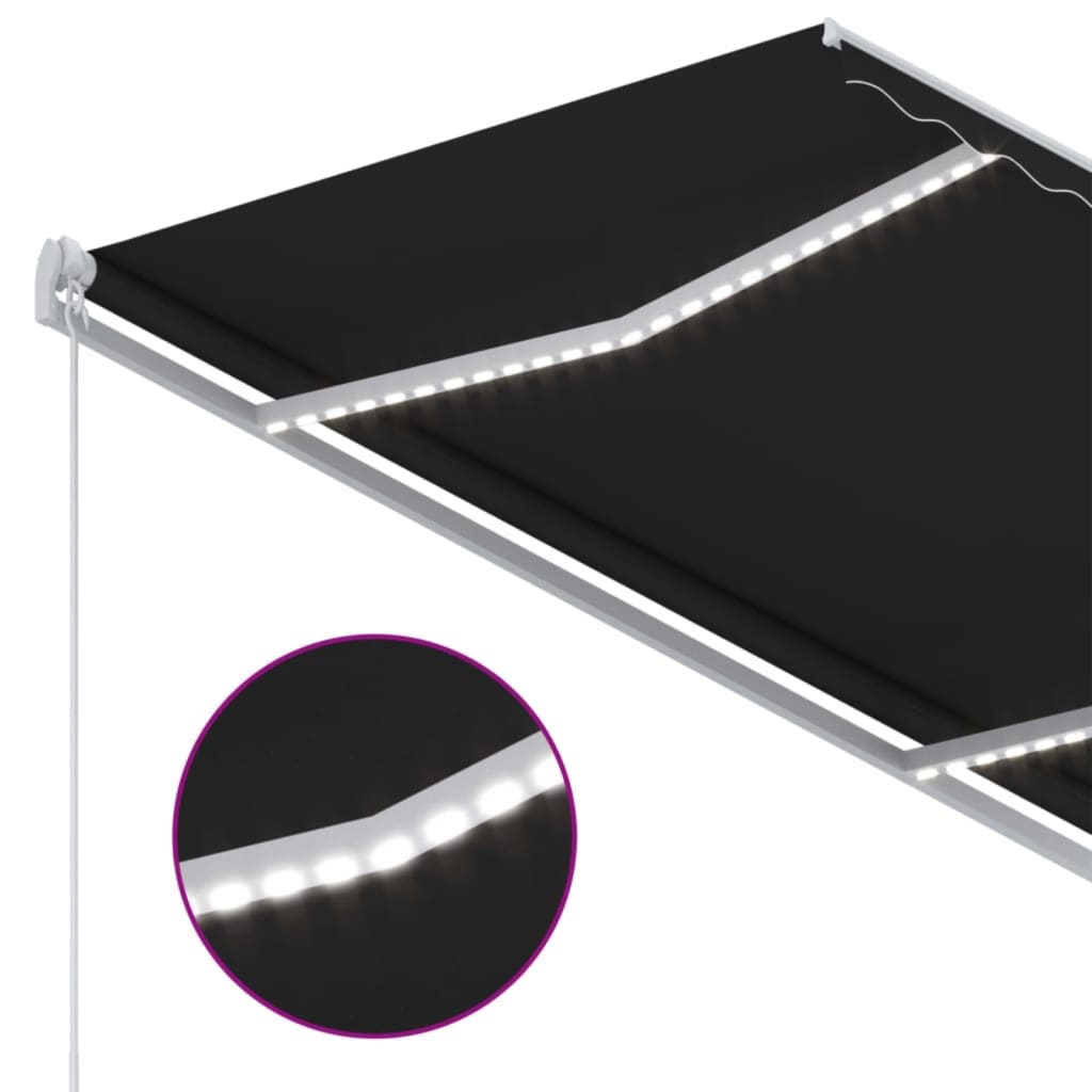 Toldo Manual Retráctil Con Led Antracita 350x250 Cm_3