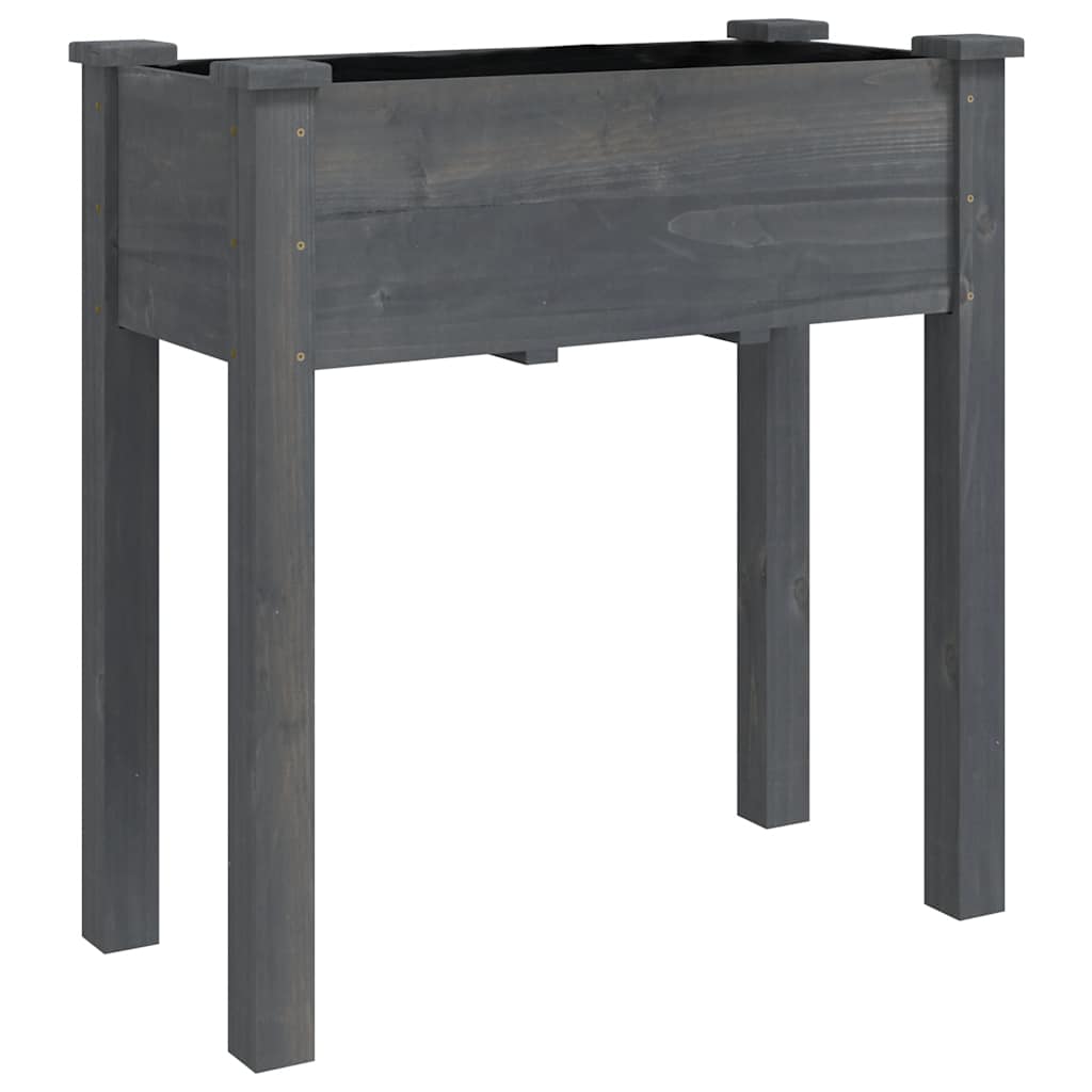 Jardinera Con Forro Y Ruedas Madera De Abeto Gris 71x37x80 Cm_2