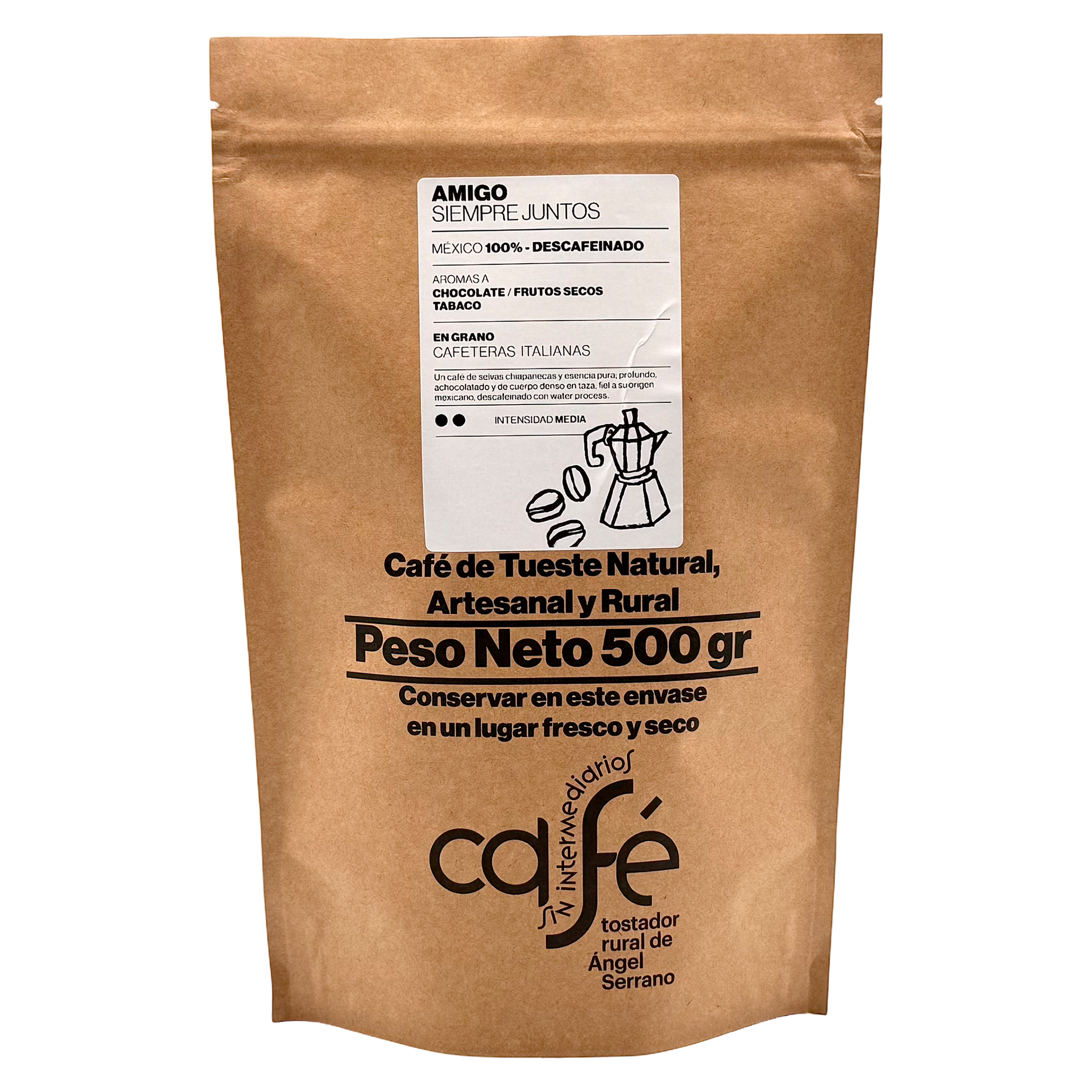 Cafe Sin Intermediarios Café Descafeinado Amigo En Grano Para Italiana (moka) 500 G_0