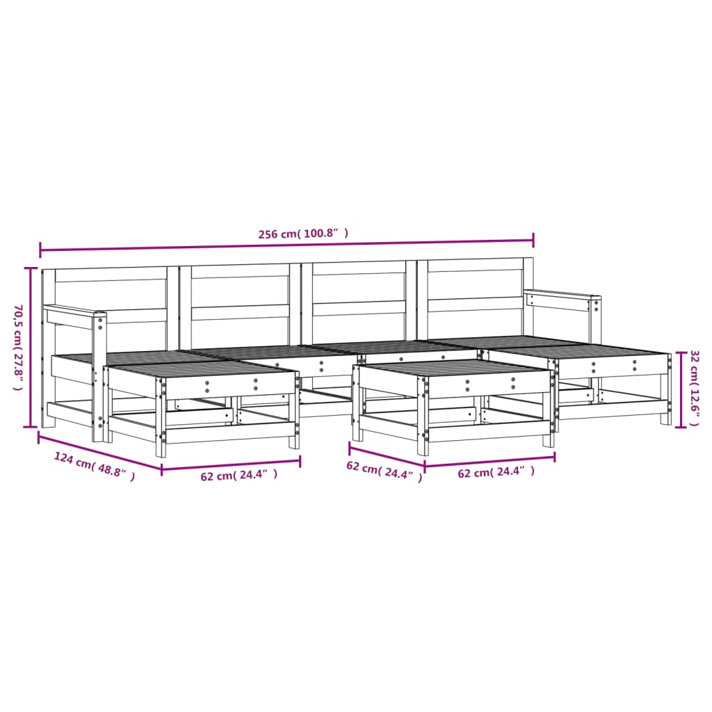 Vidaxl Juego De Muebles De Jardín 7 Piezas Madera Maciza De Pino Negro_2
