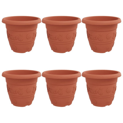 Maceta Redonda Para Flores 6 Pcs Rojo Ladrillo Ø 34 X 28 Cm_0