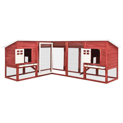 Vidaxl Conejera De Exterior Con Corredor Madera De Abeto Rojo Y Blanco_1