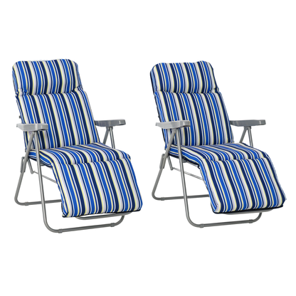 Outsunny Pack De 2 Tumbonas Plegables Tumbonas De Jardín Exterior Con Cojín Acolchado_0