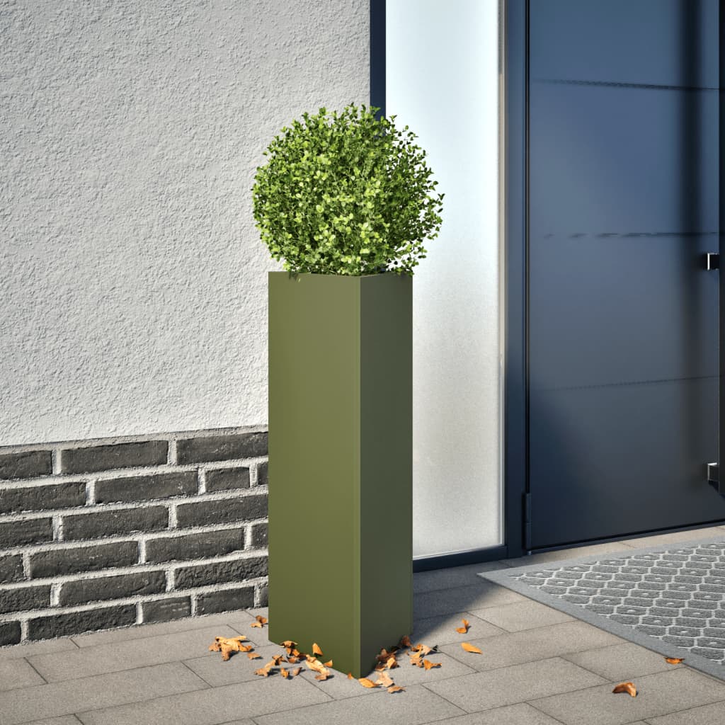 Jardinera Triangular Acero Verde Oliva 30x26x75 Cm_1