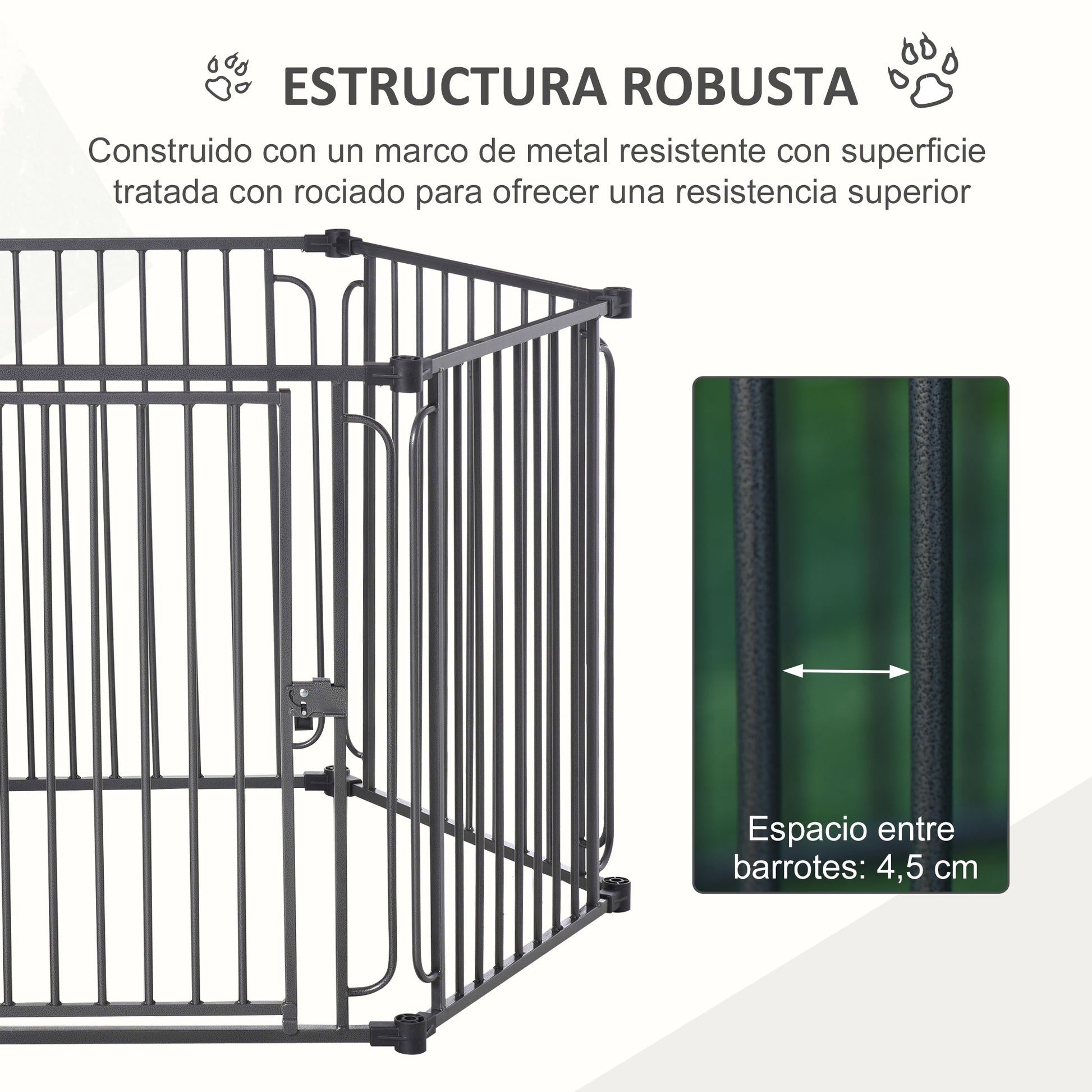 Pawhut Parque Para Perros 6 Vallas De Metal 61x76cm Con Techo Hexagonal Y Puerta_5