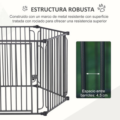 Pawhut Parque Para Perros 6 Vallas De Metal 61x76cm Con Techo Hexagonal Y Puerta_5