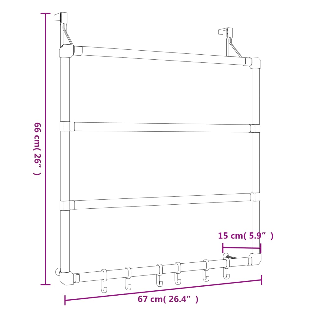 Vidaxl Toallero De Aluminio 67x15x66 Cm_5