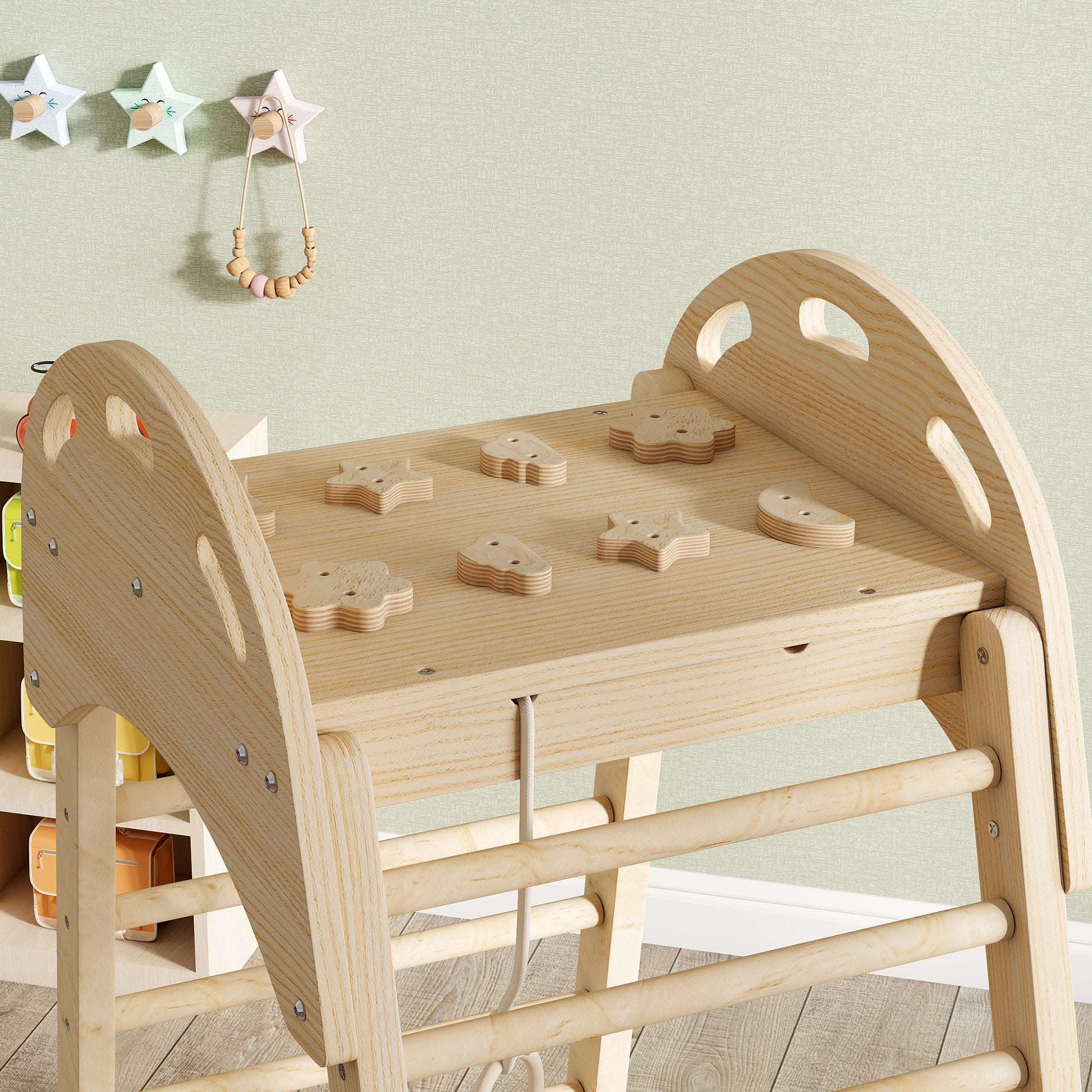 Aiyaplay 6 En 1 Triángulo De Escalada Montessori Con Plataforma Madera Natural_3