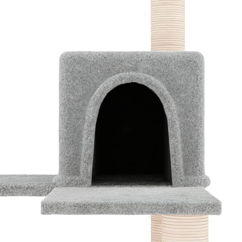 Vidaxl Rascador Para Gatos Con Postes De Sisal Gris Claro 153 Cm_5