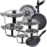 Bateria De Cocina 8 Piezas San Ignacio Toledo De Acero Inoxidable Con Juego De Sartenes (18/20/24 Cm) Magefesa K2 Gransasso En Acero Esmaltado